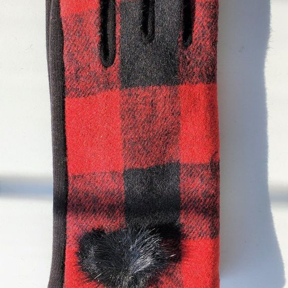 Red Yarn Embroidery Multi Color Smart Touch Gloves Touchscreen Compatible - Picture 2 of 4